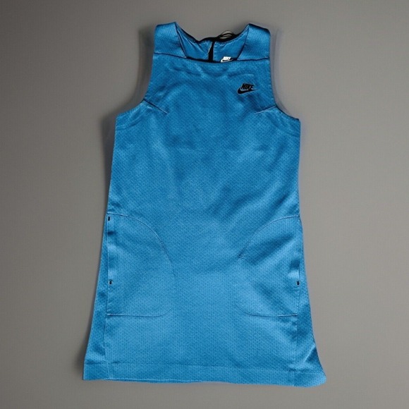 Nike Dress Womens Medium Blue Cotton Tech Pack Golf Pickleball Stretchy Comfort - Picture 2 of 10
